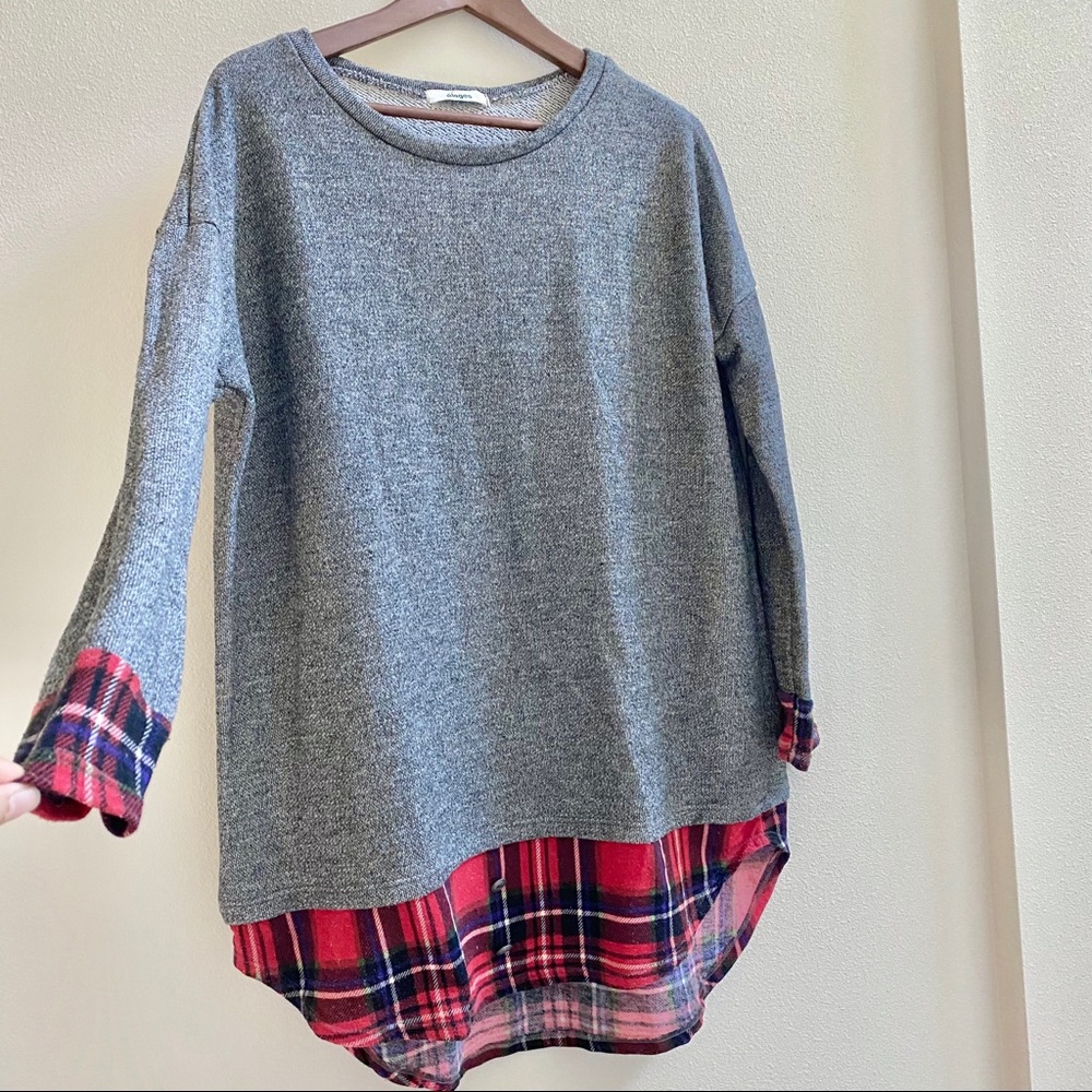 Pre-Loved Doleman High-Low Hem Plaid Accent Tunic
